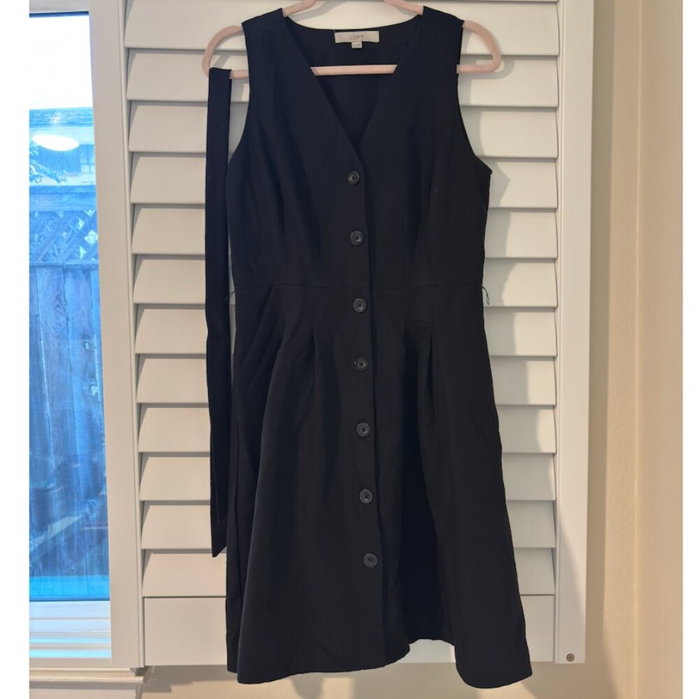 J Crew Black Belted Midi Dress - Size 6